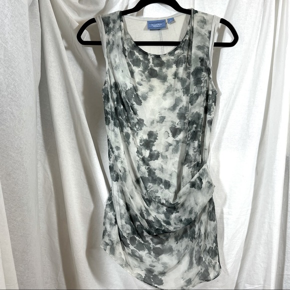 🌸3/$25 Simply Vera Wang Drape Neck Mixed Media Layered Ruched Tunic Top, Size S - Picture 2 of 12